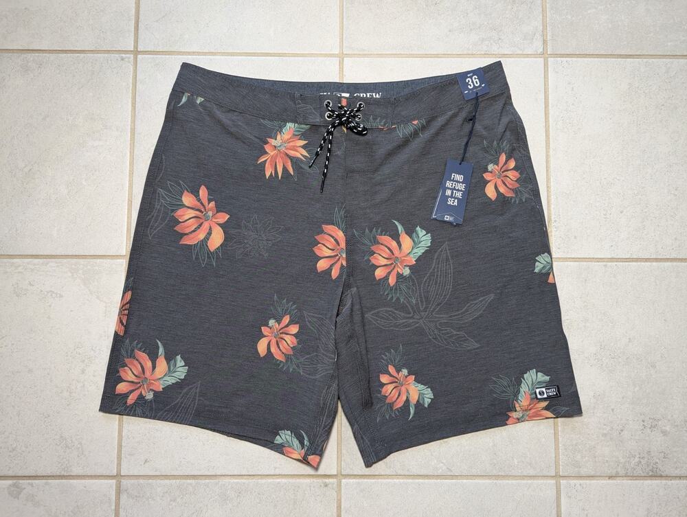 Salty Crew Men's Size 36 Board Shorts Swim Trunks Find Refuge in the Sea Floral